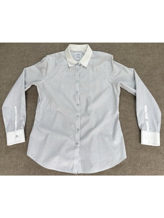 Brooks Brothers Tops - Brooks Brothers Women's Sz 10 Shirt Embroidered Long Sleeve Blue White Collered